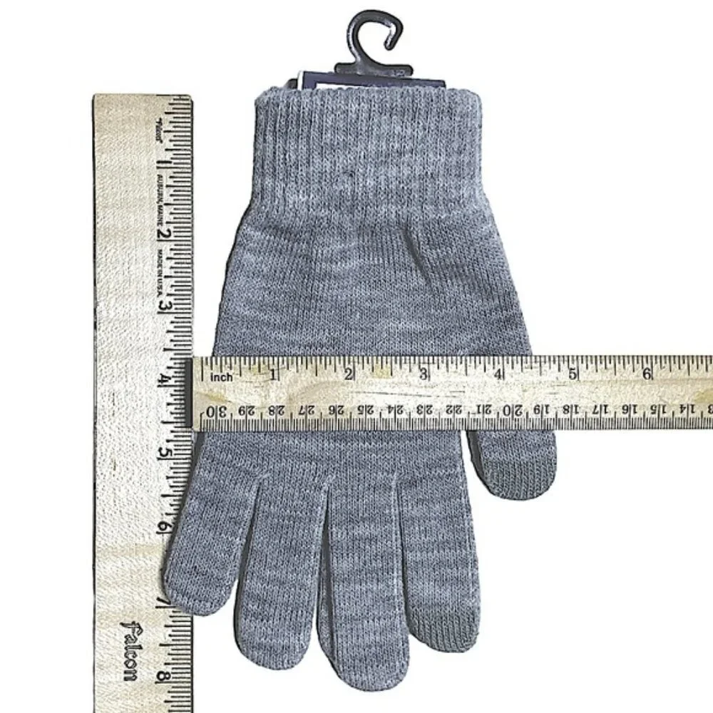 WE Texting Touchscreen Gloves 2 Pair Warm Winter Stretchy Knit Gray OS Unisex